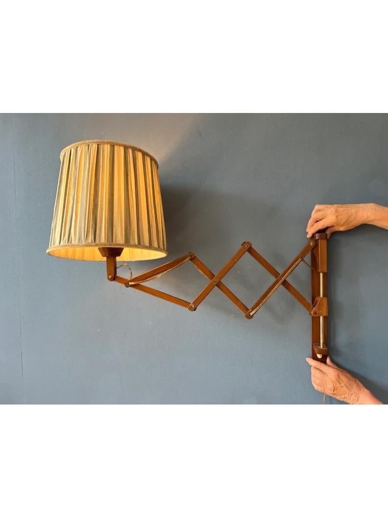 20th Century Teak Wood Scissor Wall Light, 1970s For Sale