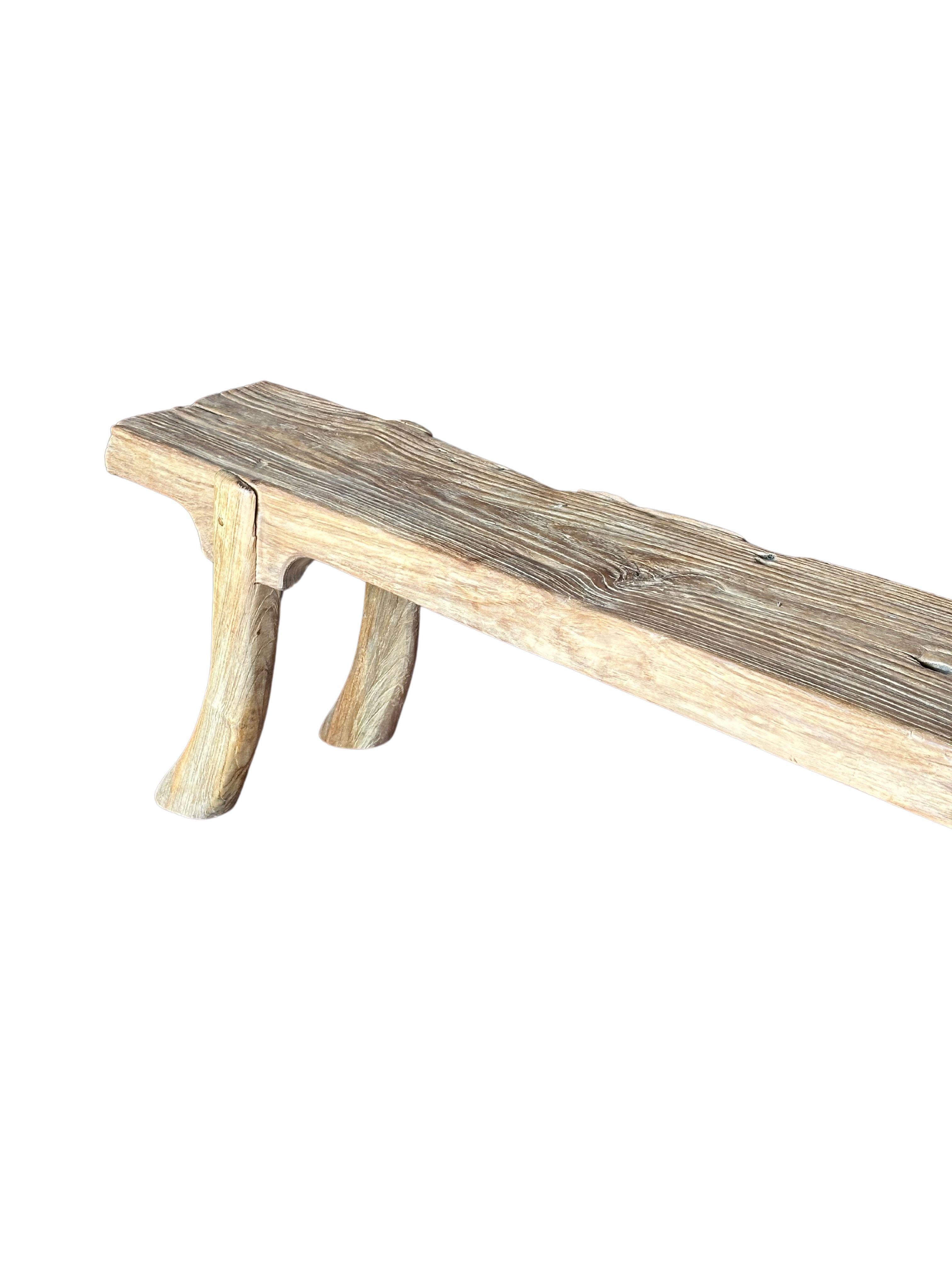 Other Teak Wood Sculptural Bench Modern Organic For Sale
