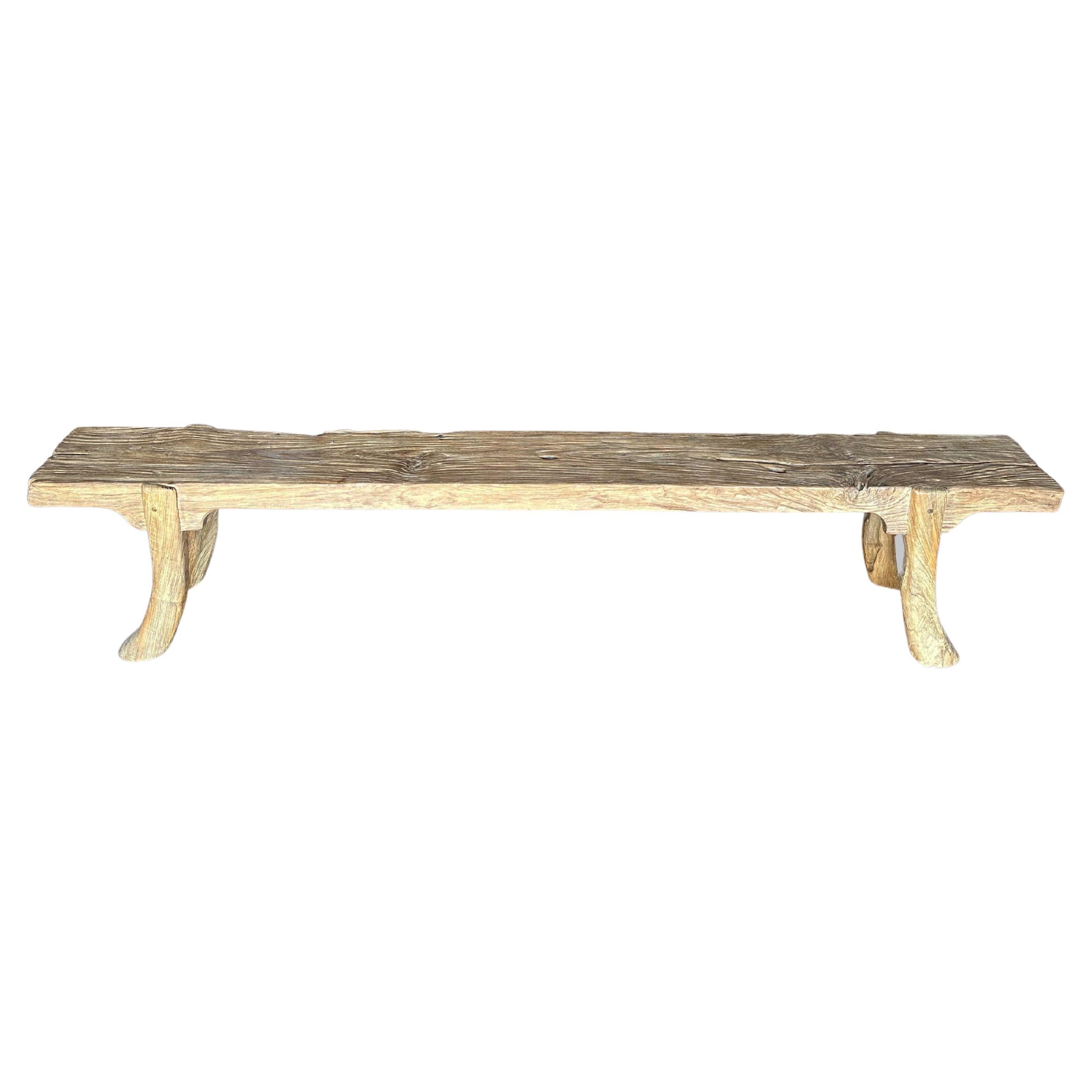 Teak Wood Sculptural Bench Modern Organic