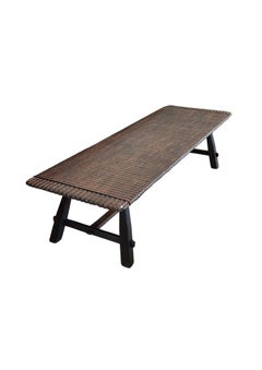 Table de canapé en bois de teck, finition Espresso sculptée à la main, moderne et organique