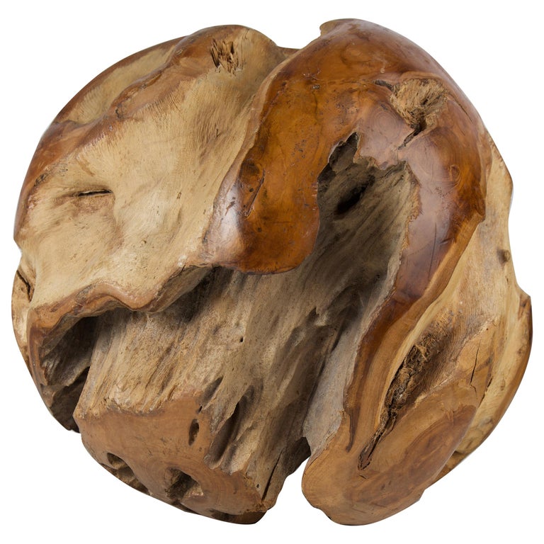 Teak Wood Sphere/Ball Sculpture For Sale at 1stDibs