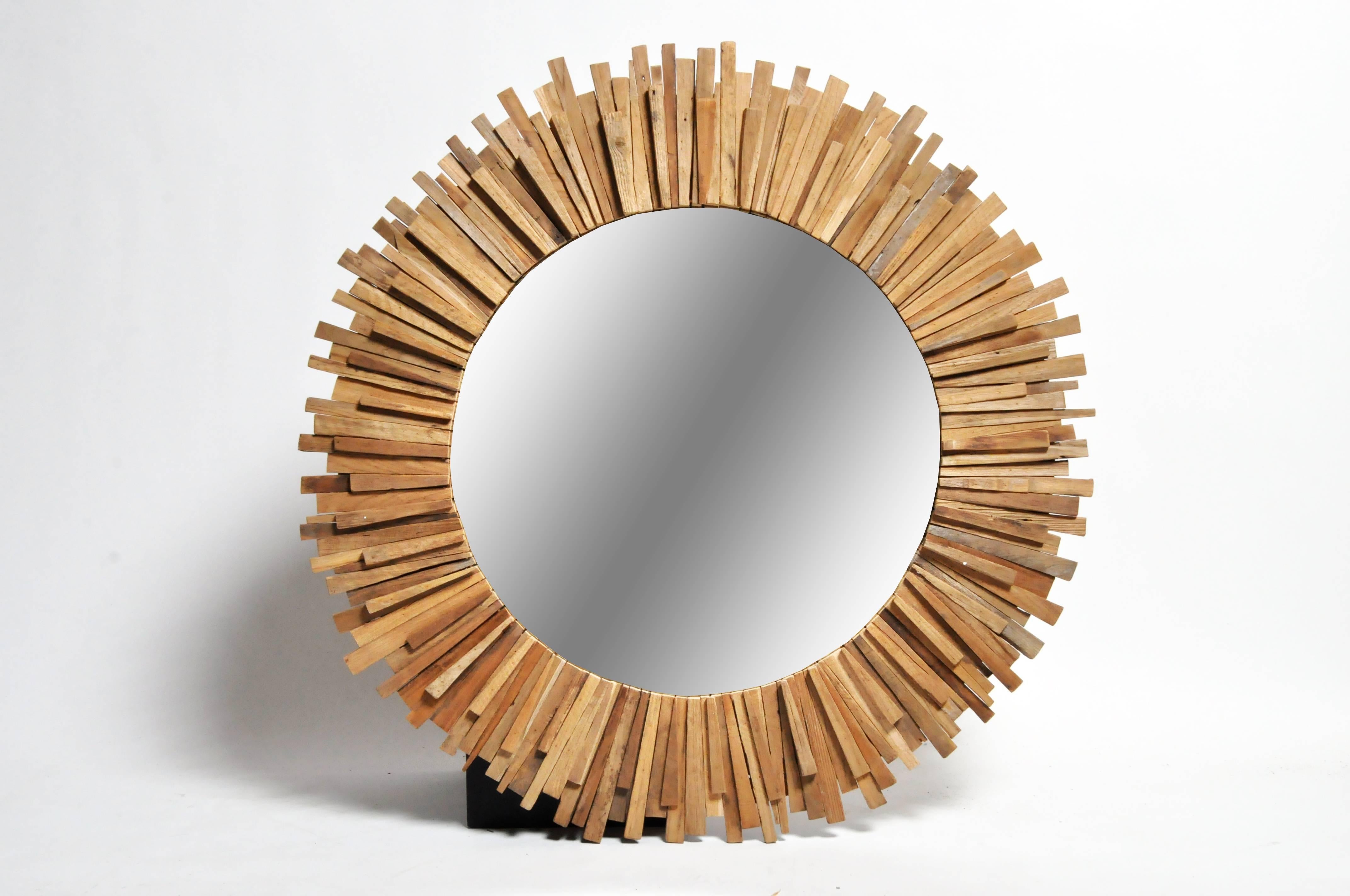 wooden sunburst mirror