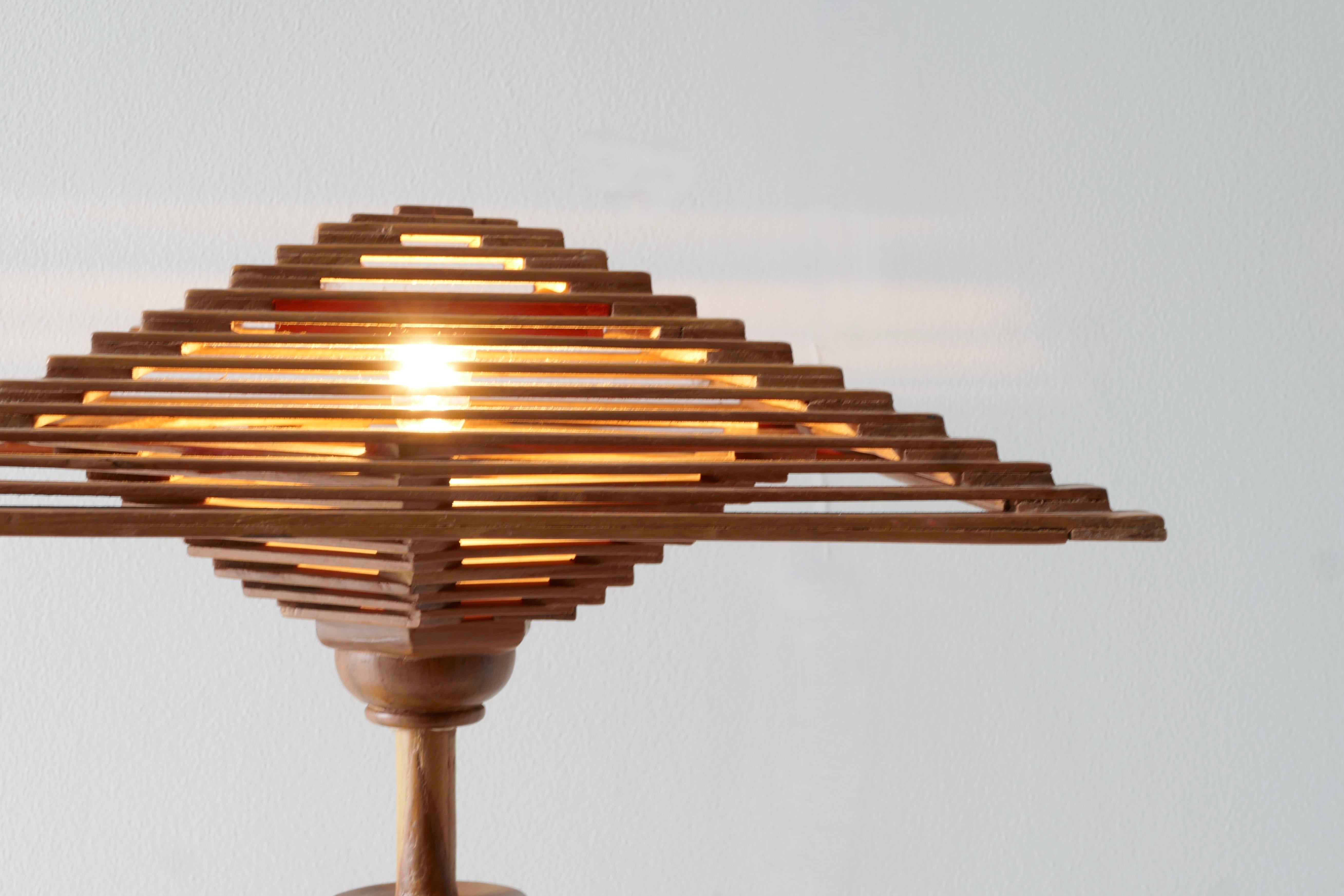 Teak Wood Table Lamp, Italy, 1970s 5