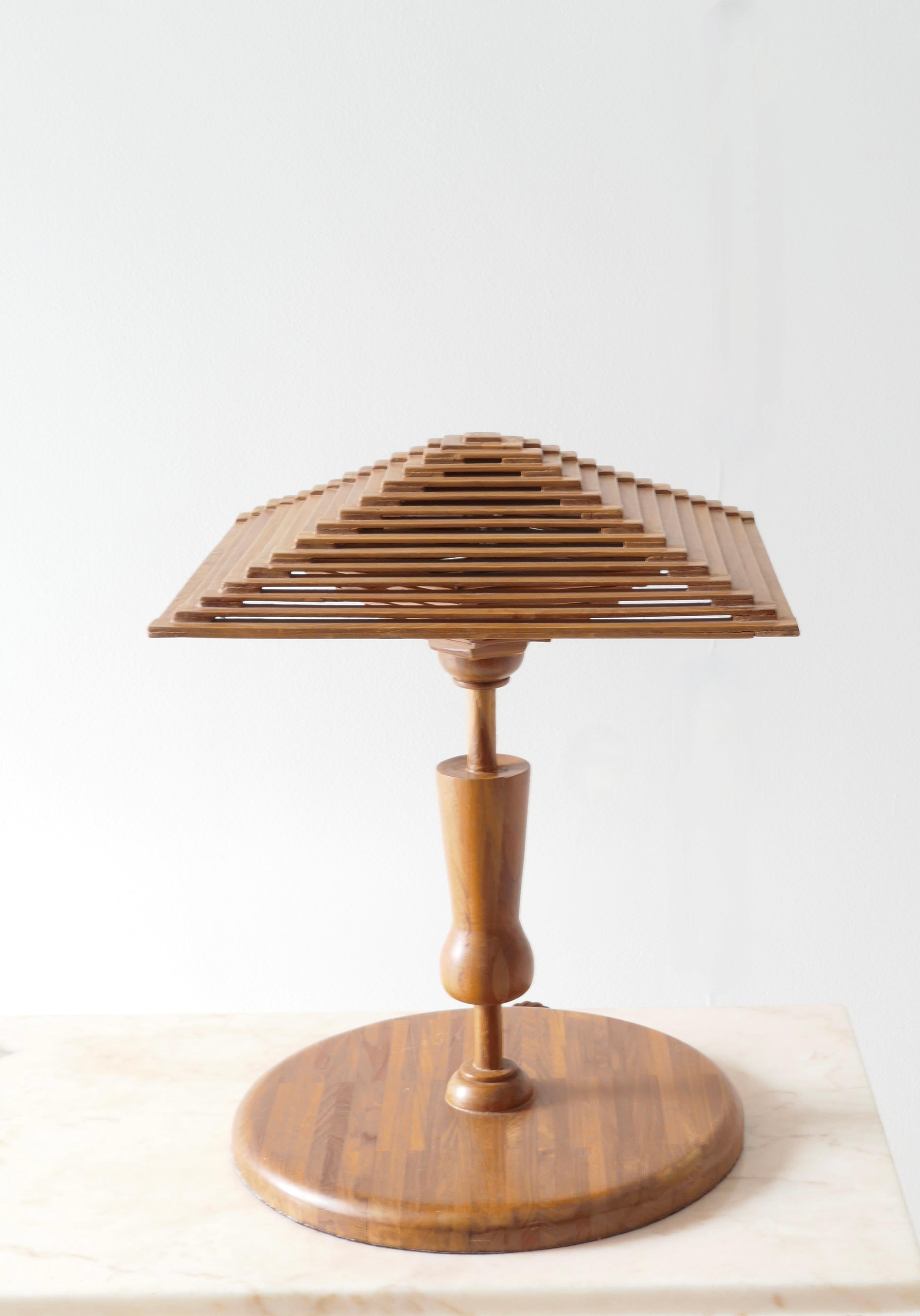 Mid-Century Modern Teak Wood Table Lamp, Italy, 1970s
