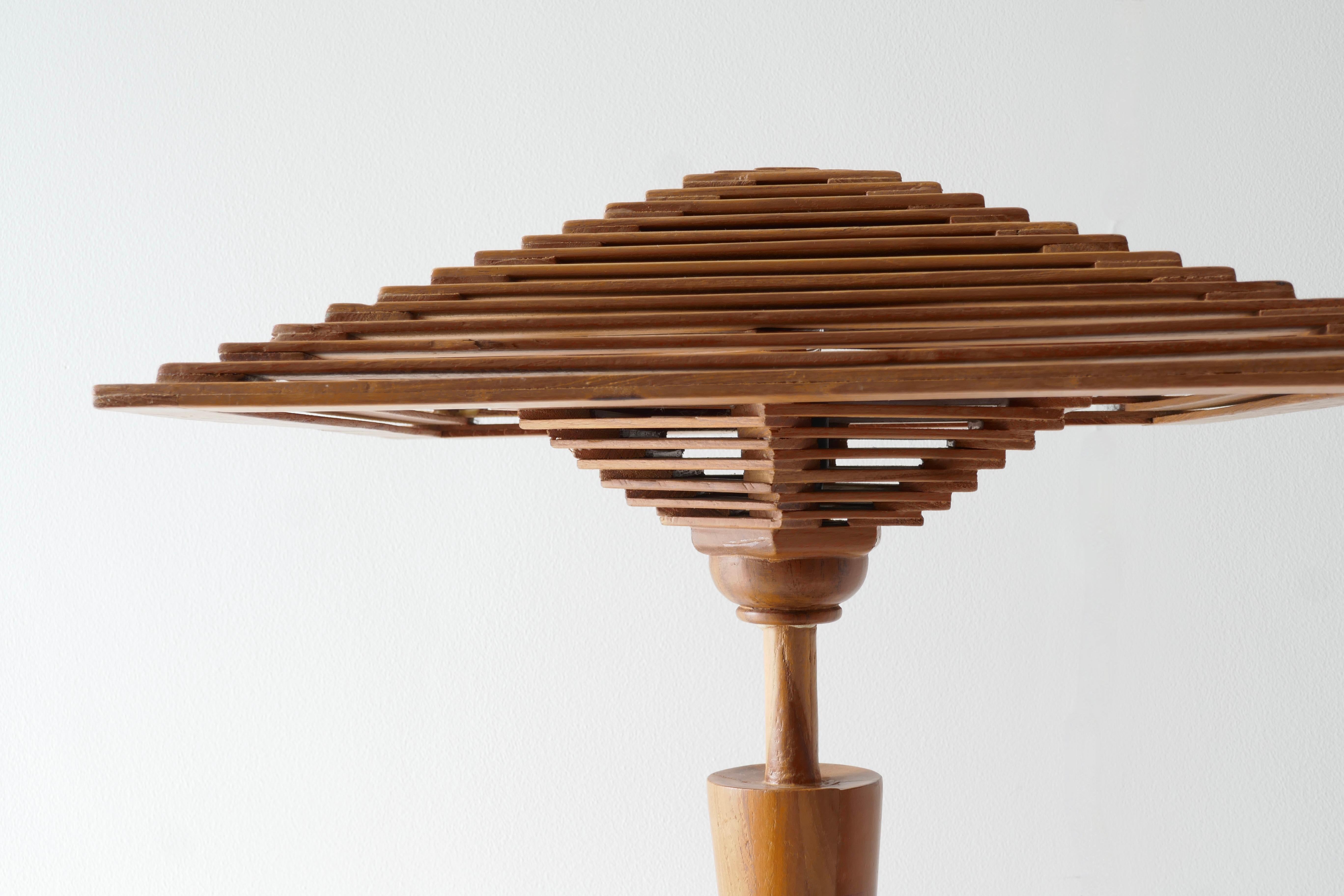 Italian Teak Wood Table Lamp, Italy, 1970s