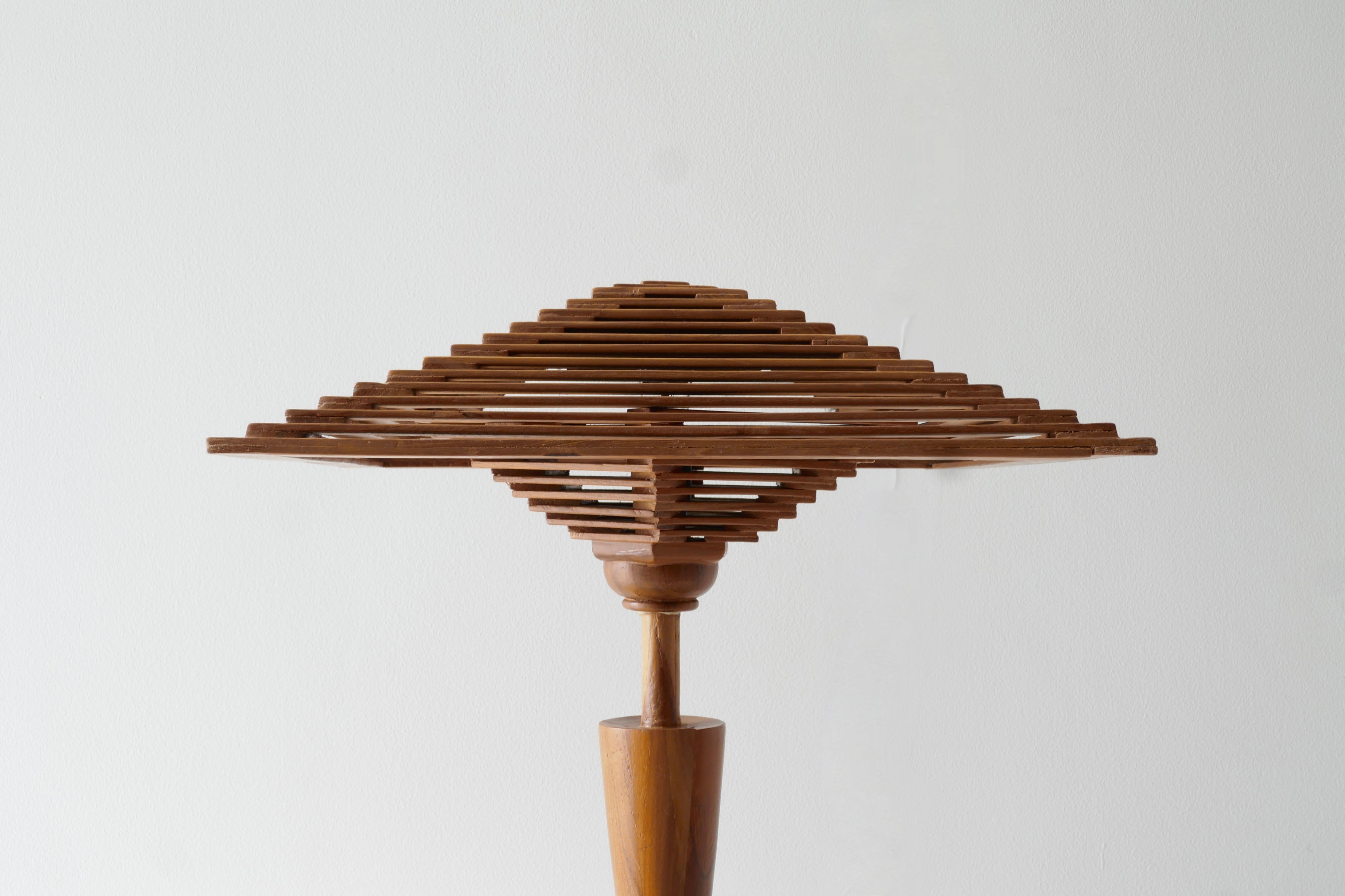 Teak Wood Table Lamp, Italy, 1970s 1