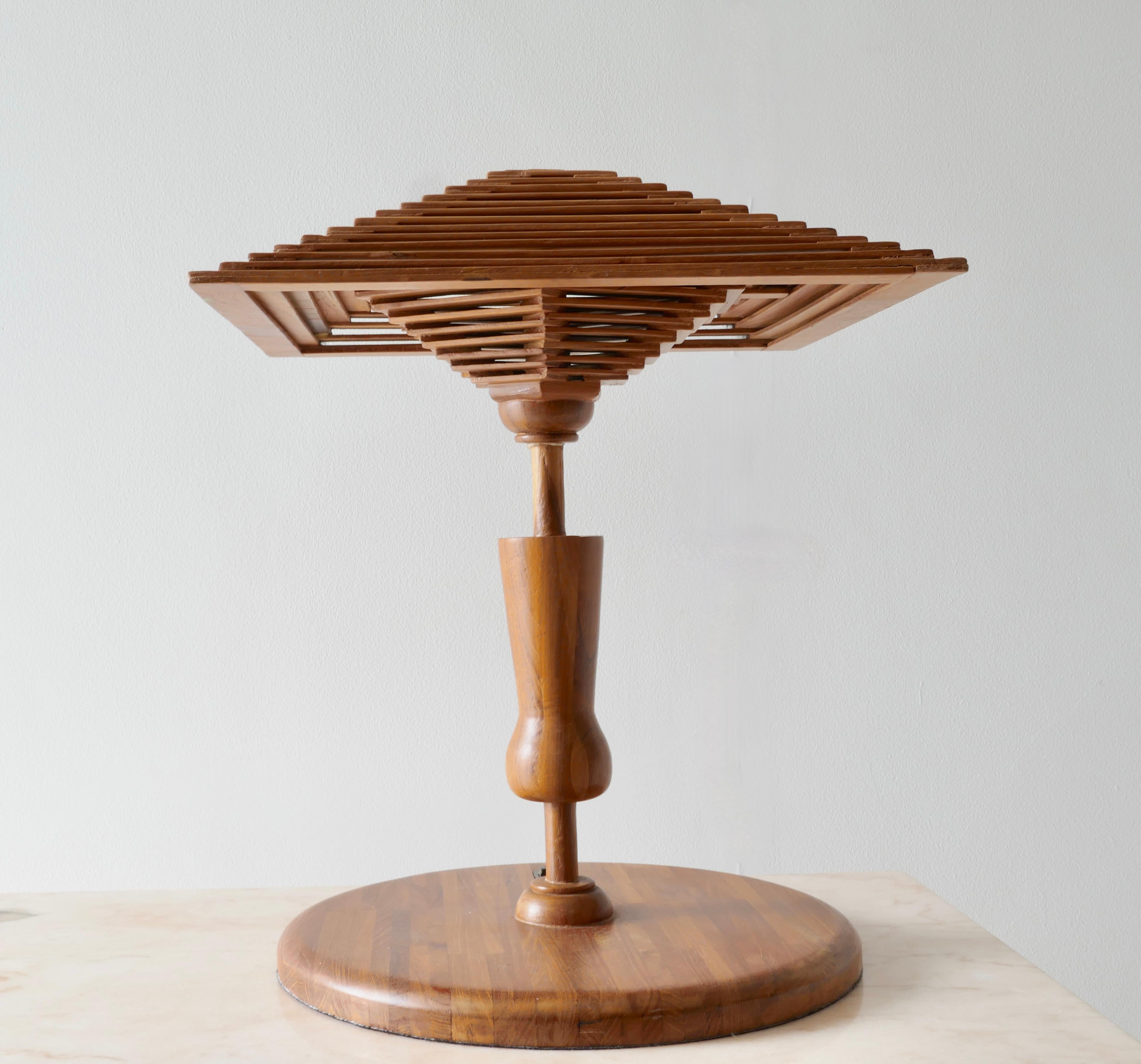Teak Wood Table Lamp, Italy, 1970s 3