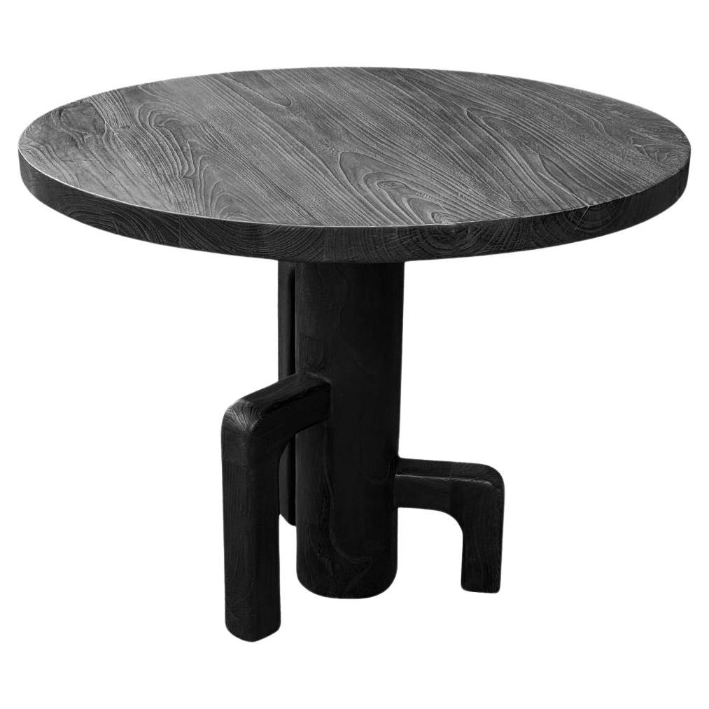 Teak Wood Table, Stunning Wood Textures Burnt Black Finish, Modern Organic