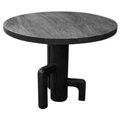 Teak Wood Table, Stunning Wood Textures Burnt Black Finish, Modern Organic