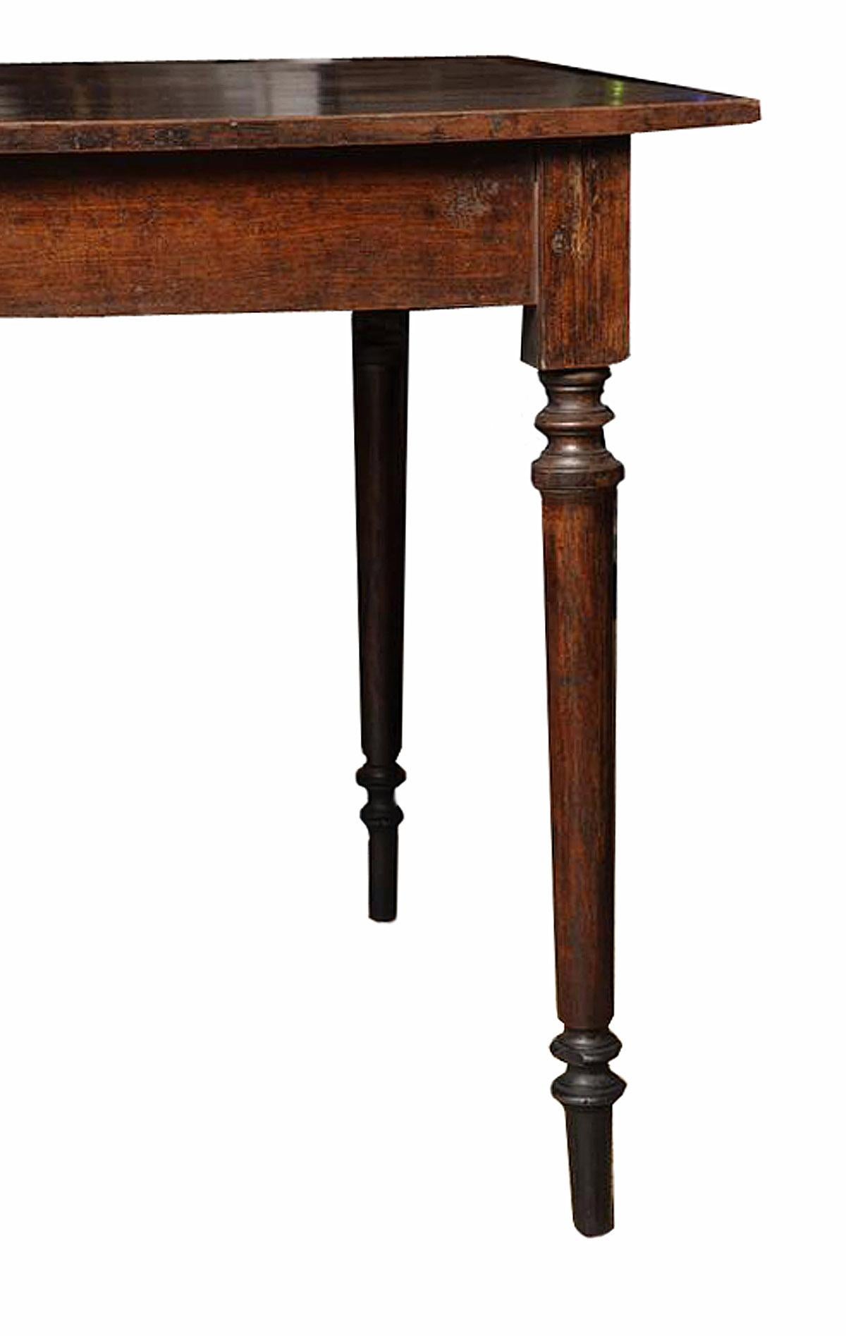 Mid-20th Century Dutch Colonial Teak Wood Table with Turned Legs, Mid 20th Century