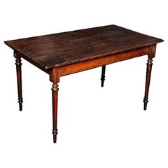 Dutch Colonial Teak Wood Table with Turned Legs, Mid 20th Century