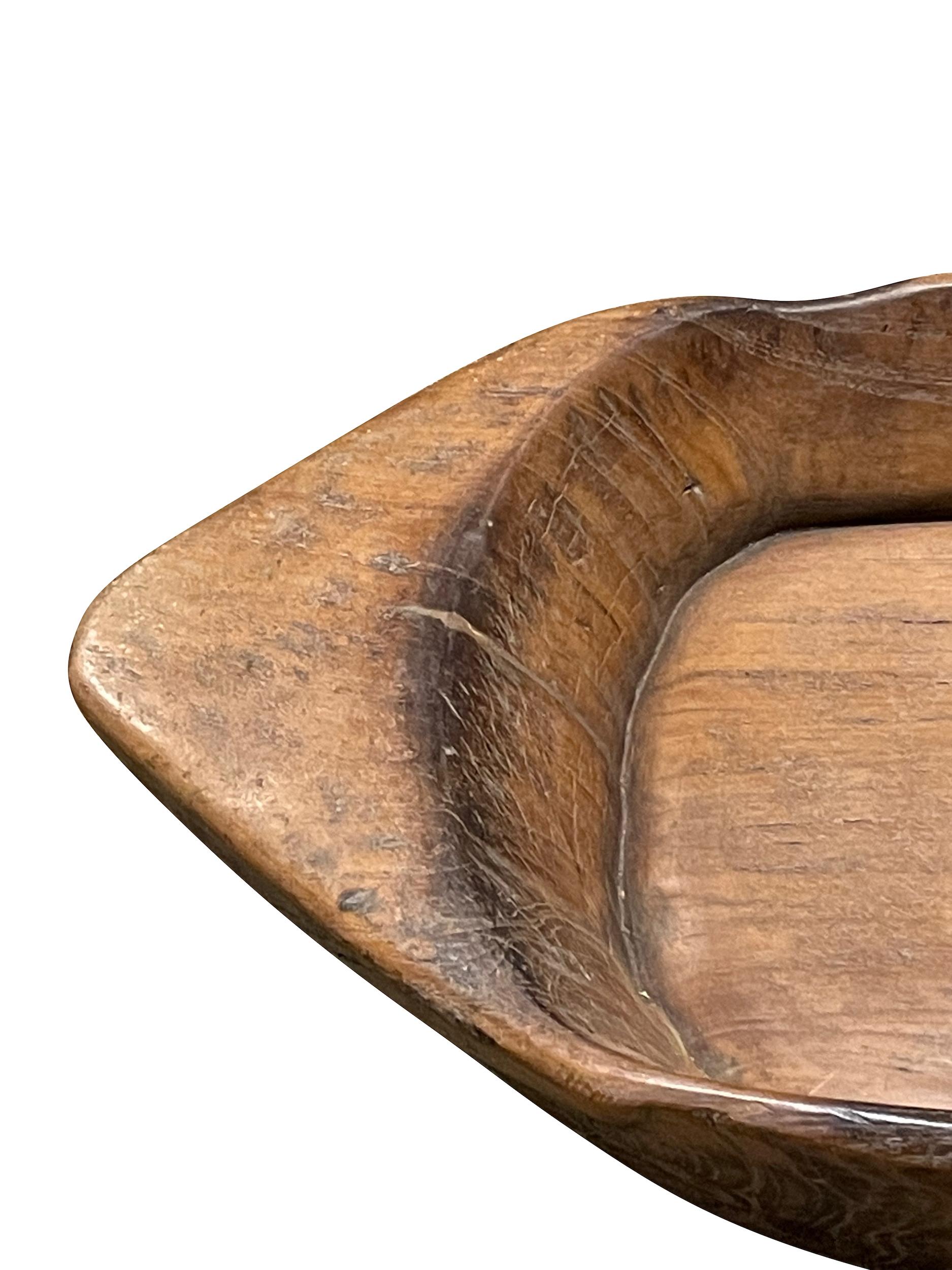 1950s Chinese hand carved two handle teak tray.
