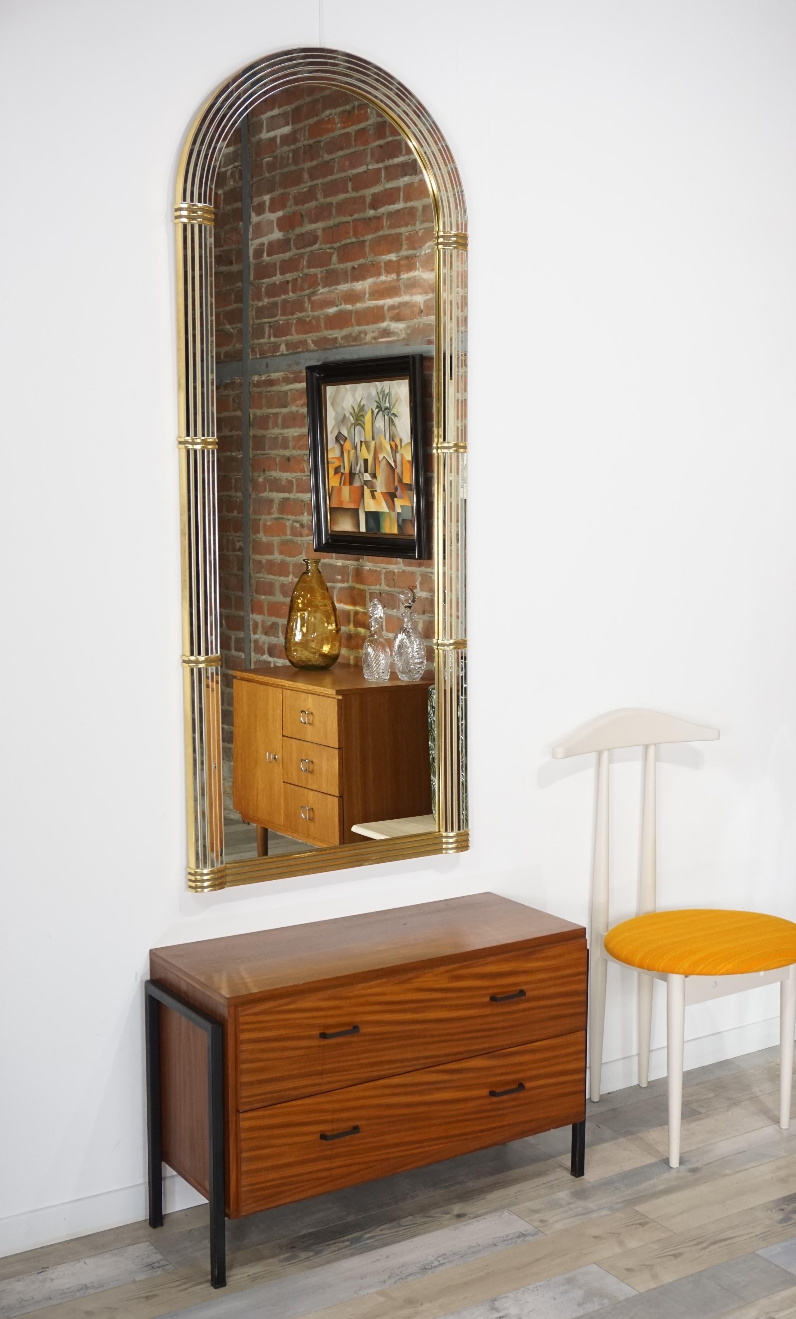 European Teak Wooden and Black Metal 1950s Design Cabinet