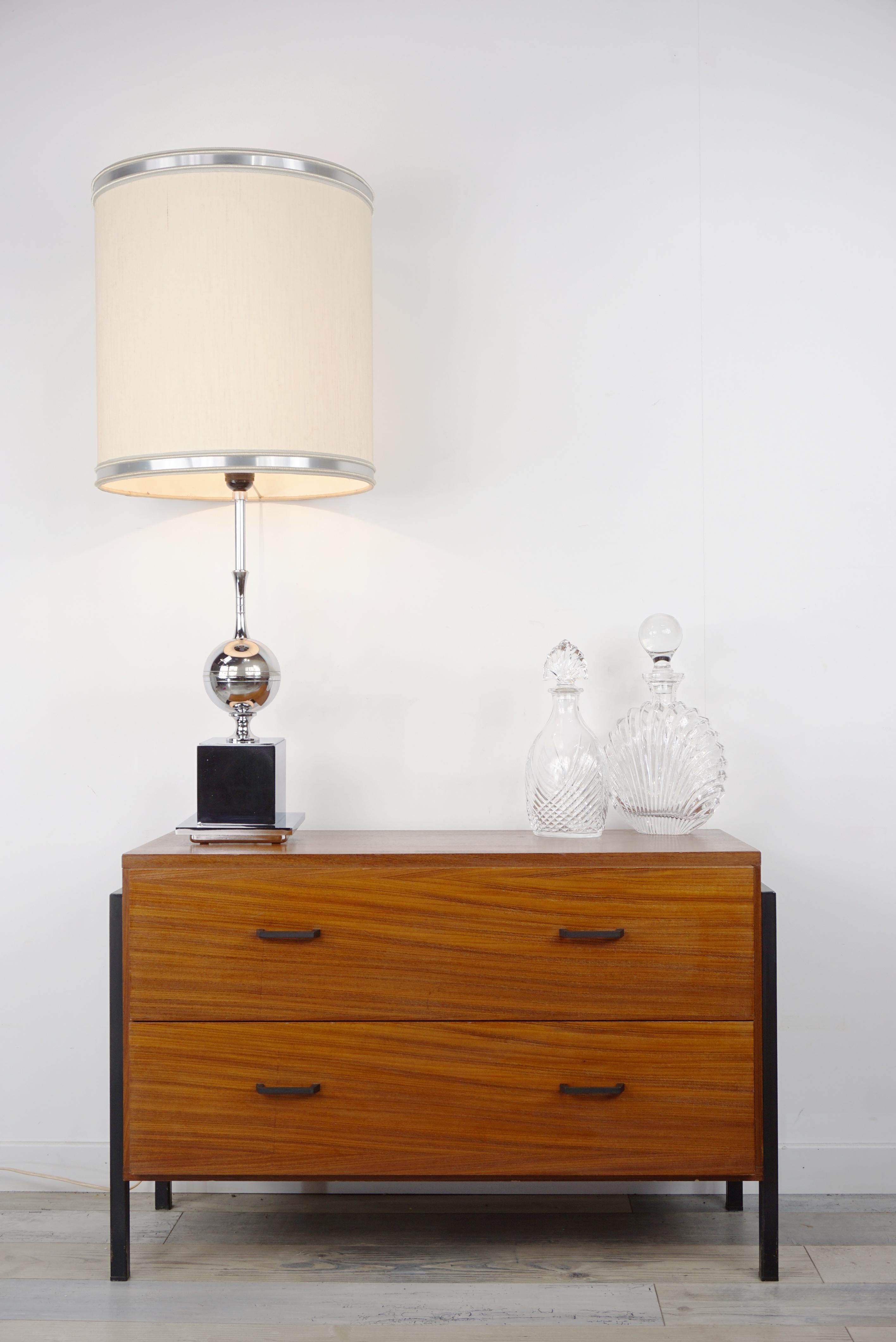 Teak Wooden and Black Metal 1950s Design Cabinet 2