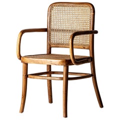 Teak Wooden and Wicker Cane Armchair