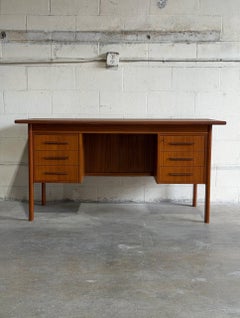 Teak Writing Table Home Office Storage Desk Denmark Mid-Century Modern 1960s
