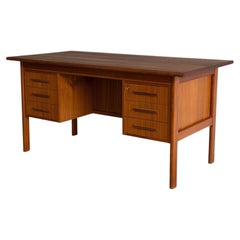 Teak Writing Table Home Office Storage Desk Denmark Mid-Century Modern 1960s