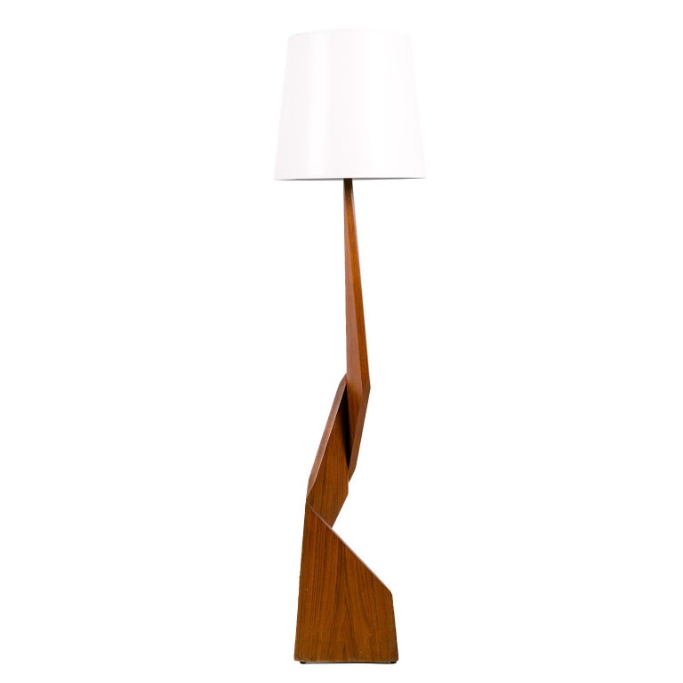 Mid-Century Modern Teak “Zig Zag” Floor Lamp For Sale