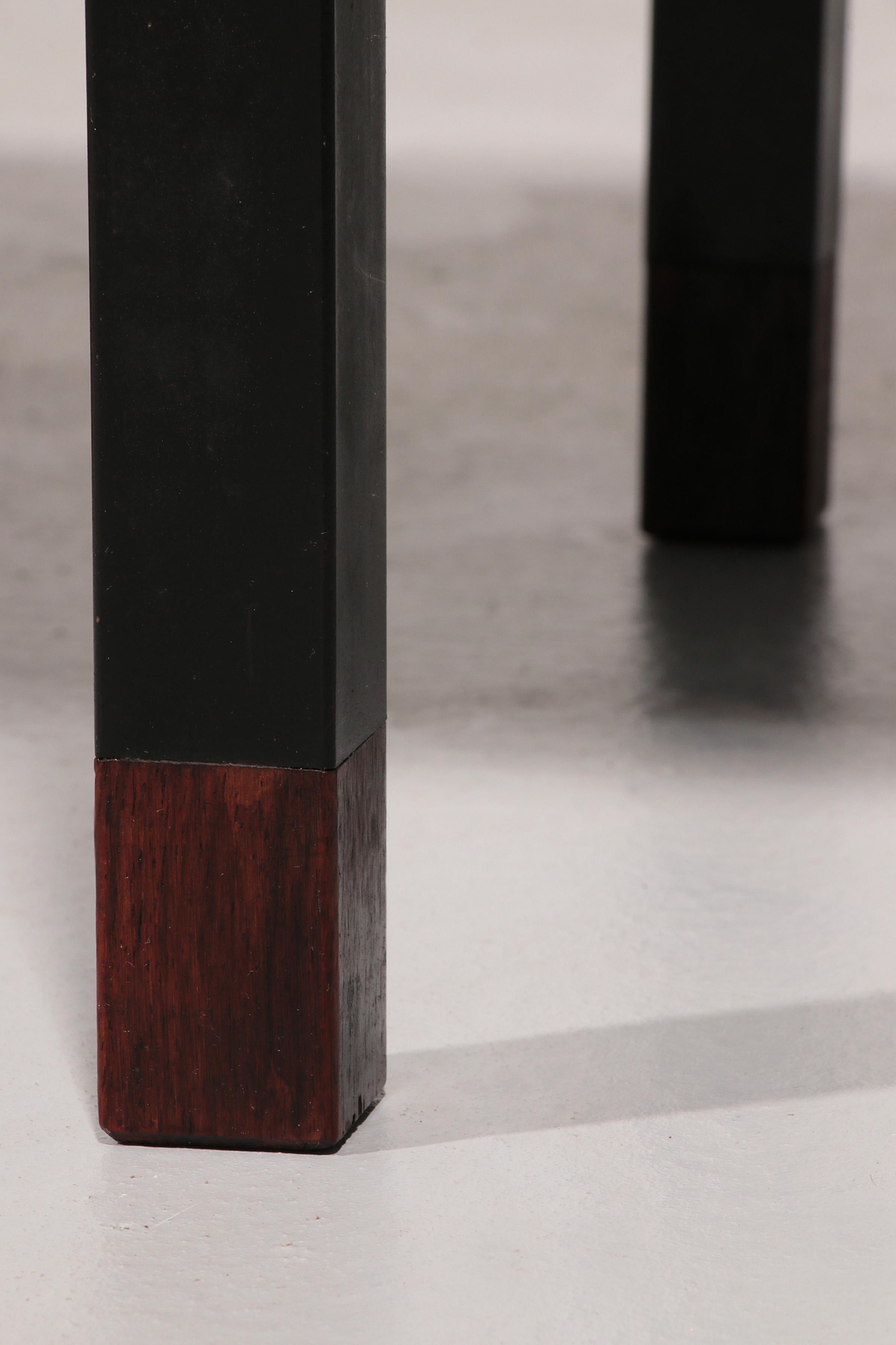 Late 20th Century Teakwood and metal bench, Made in Italy, 1970s For Sale