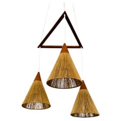 Lampada a cascata in legno di teak e sisal di Temde