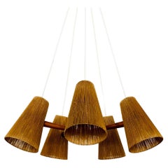 Teakwood and sisal chandelier from Temde