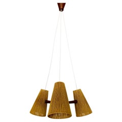 Vintage Teakwood and Sisal Chandelier from Temde