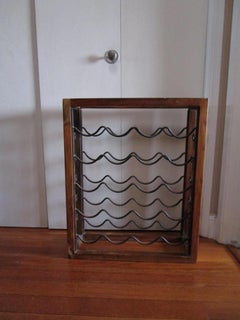 Teakwood and Wrought Iron 1950s Wine Rack Shelf