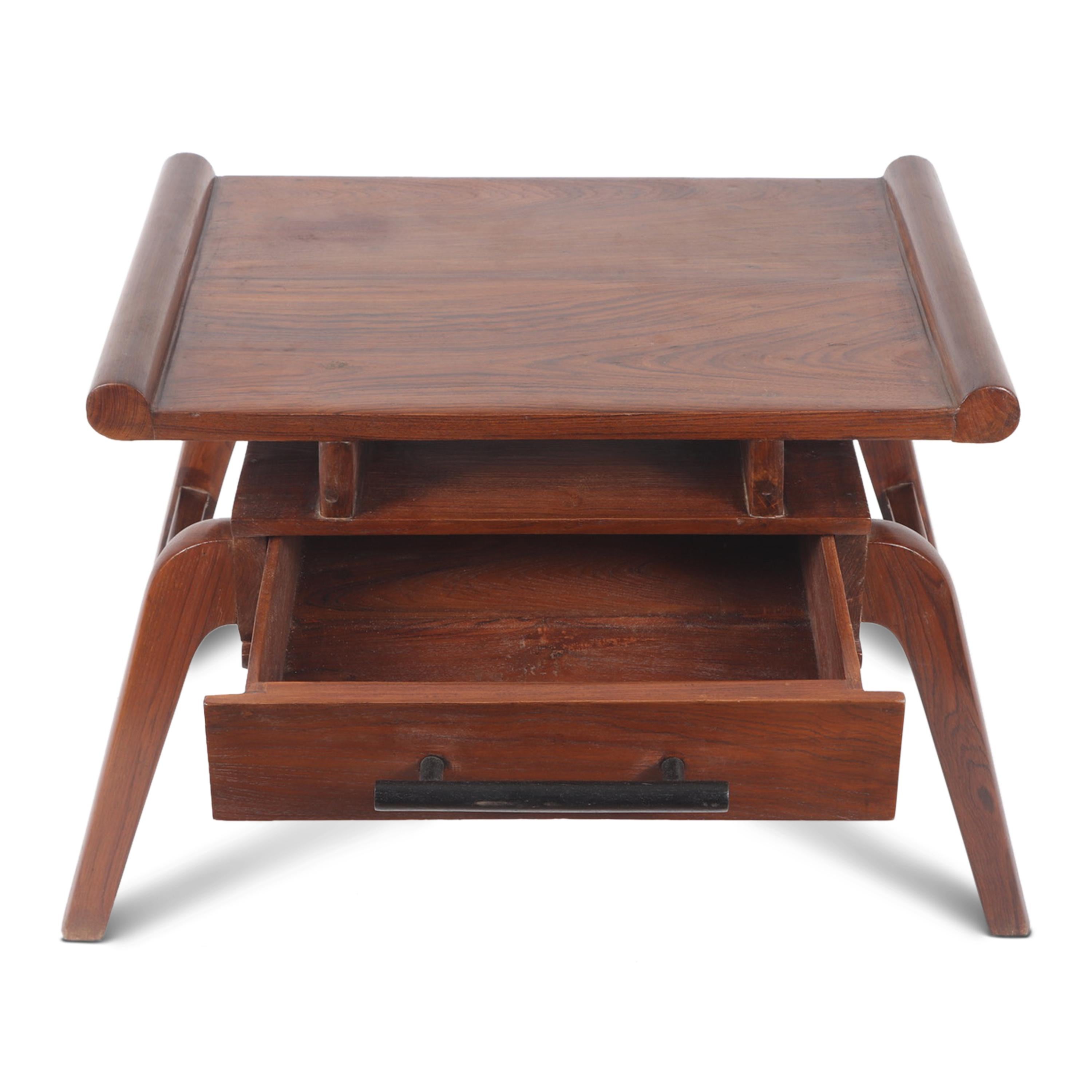 Teak Indian Art Deco Petite Table In Good Condition For Sale In West Hollywood, CA