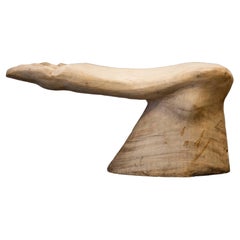 Large Midcentury Teakwood Carved "Foot" Foot Stool