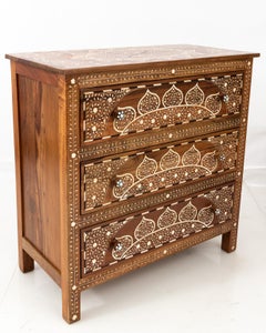 Teakwood Chest of Drawers with Bone Inlay