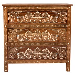 Teakwood Chest of Drawers with Bone Inlay