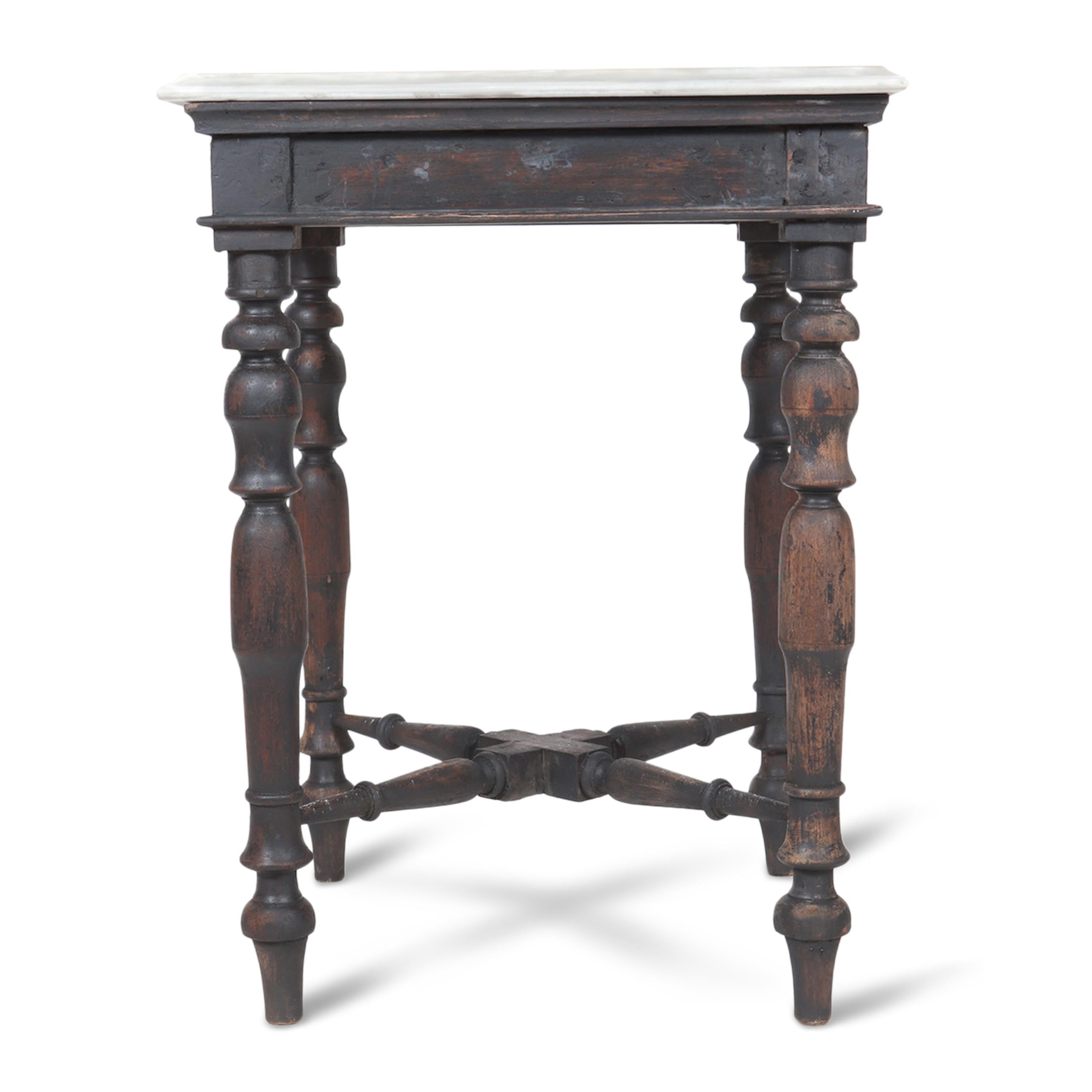 Anglo-Indian Teak Marble Topped Side Table
