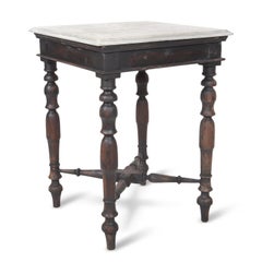 Antique Teak Marble Topped Side Table
