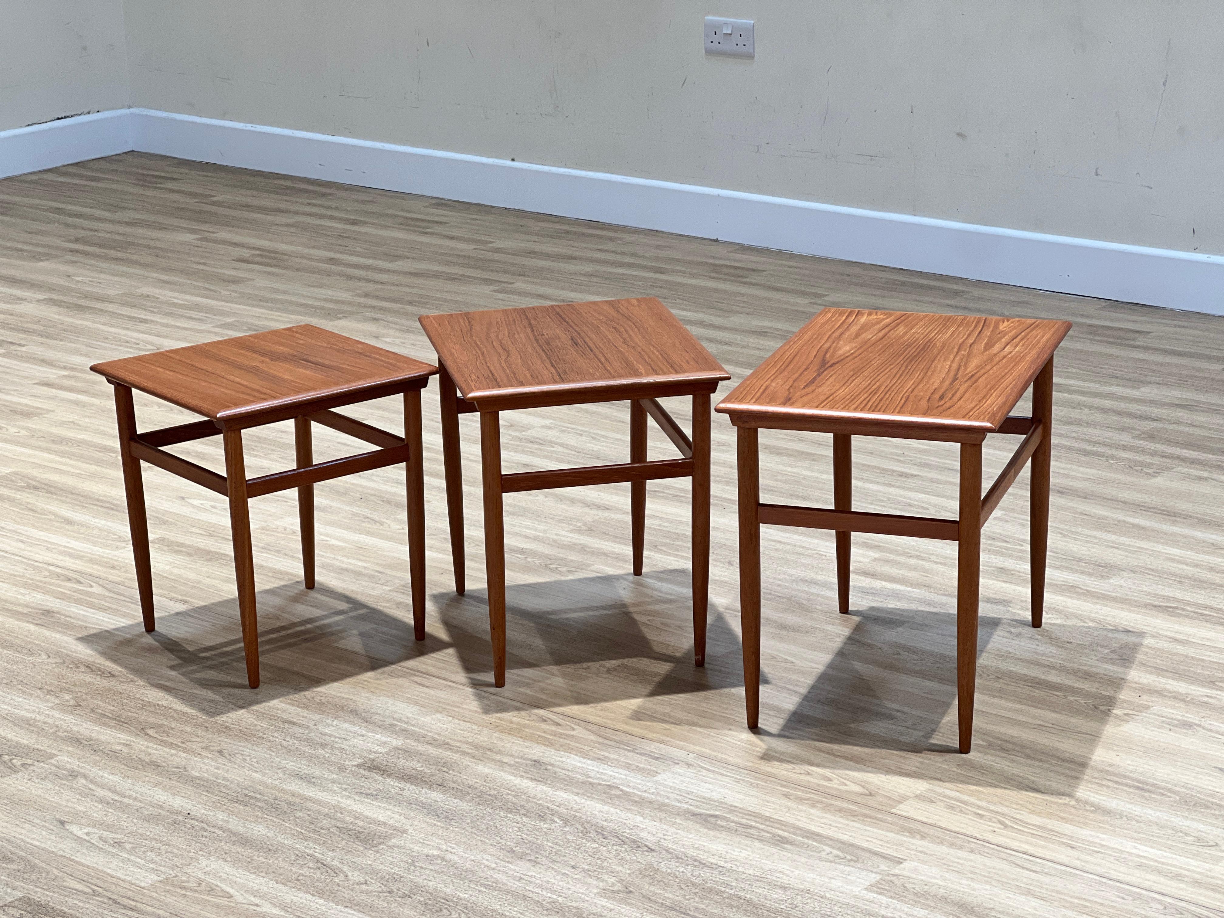 Mid-Century Modern Teakwood Nesting table made in Denmark in the 1960s For Sale