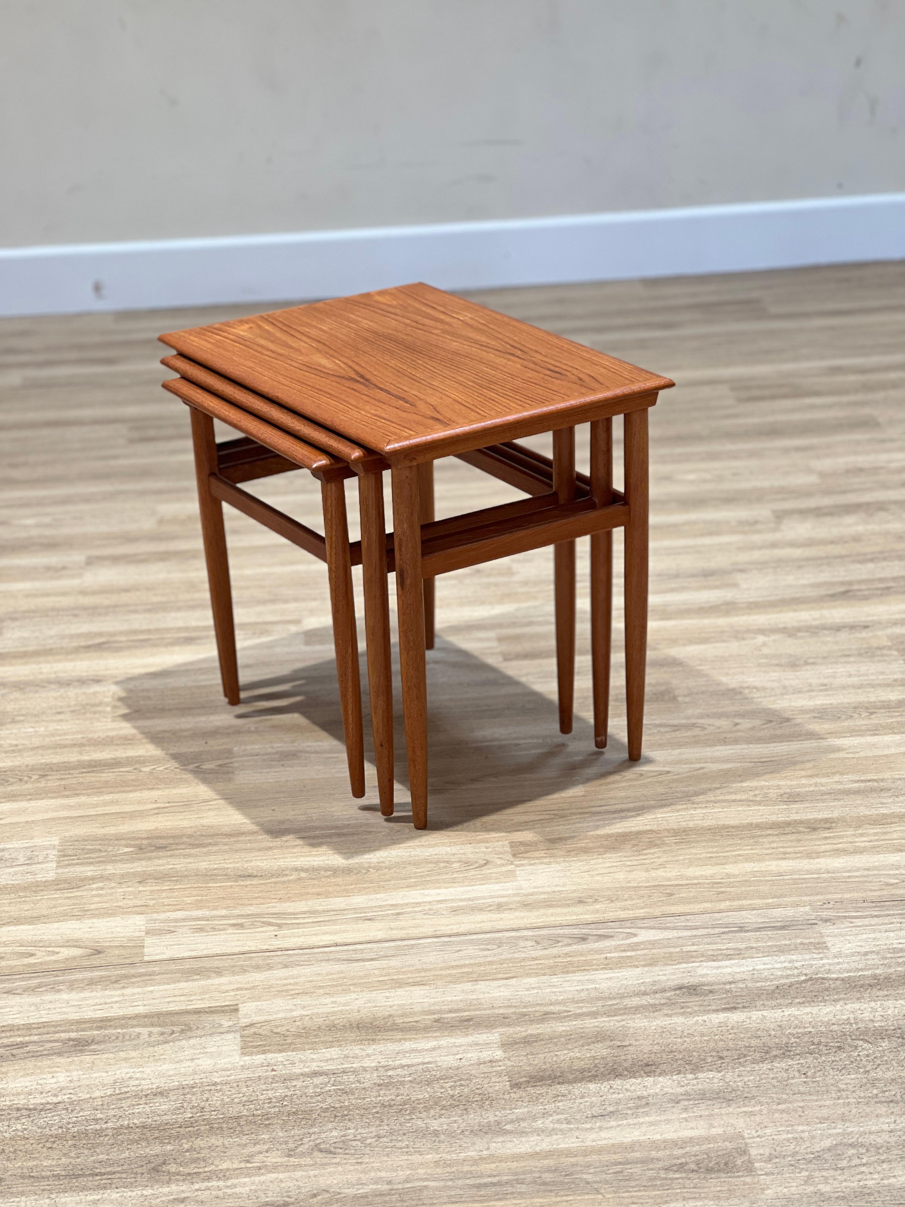 20th Century Teakwood Nesting table made in Denmark in the 1960s For Sale