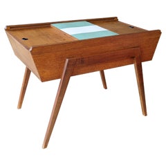 Teakwood & plastic laminate Mid-Century Modern working/coffee table container