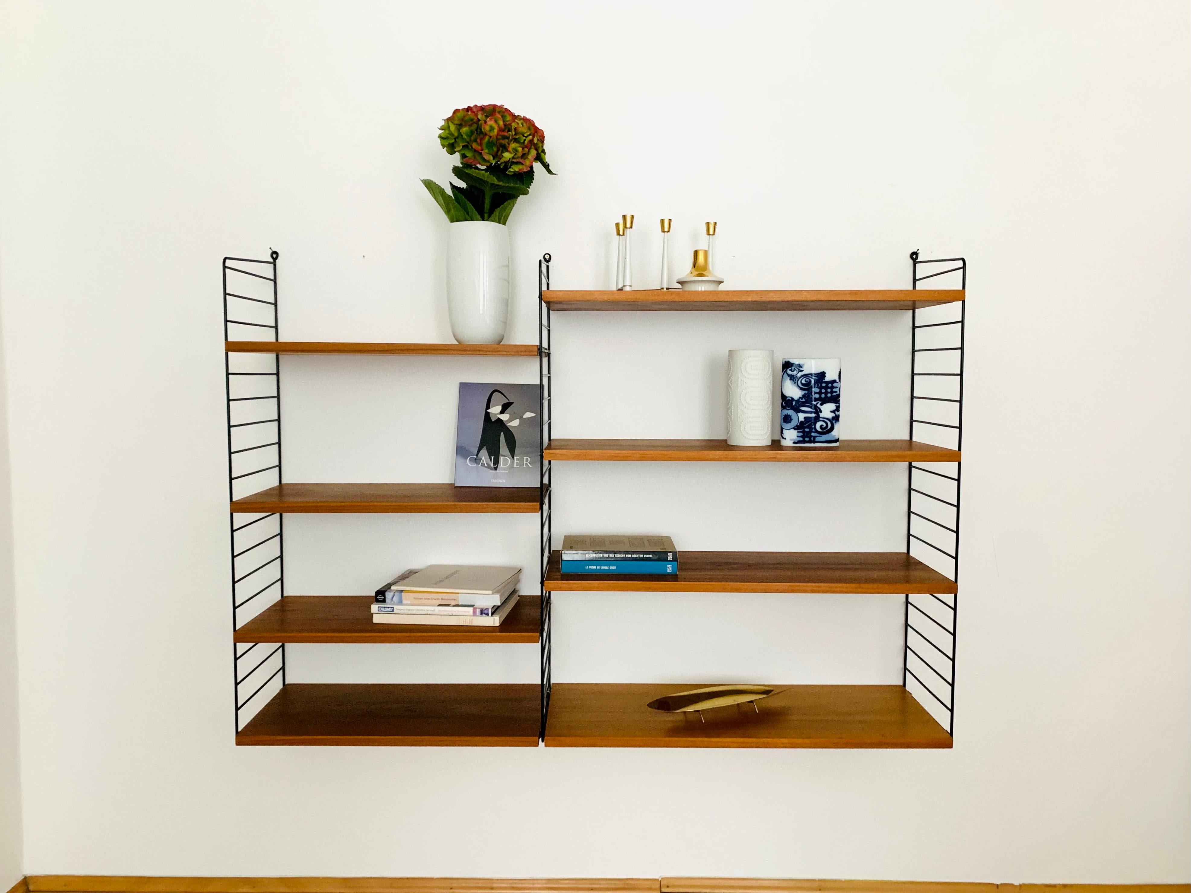 Metal Teakwood Shelf by Kajsa & Nils ''Nisse'' Strinning for String Design