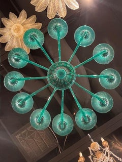 Teal 12 Arm Murano Glass Chandelier