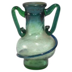 Teal Amphora Glass Vase