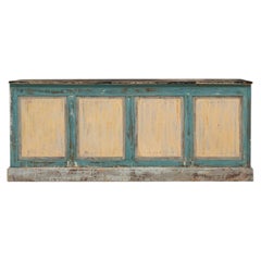 Teal and Cream Distressed Wood Dry Bar, French Provincial Antique