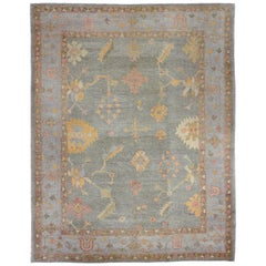 Teal and Gold Oushak Rug
