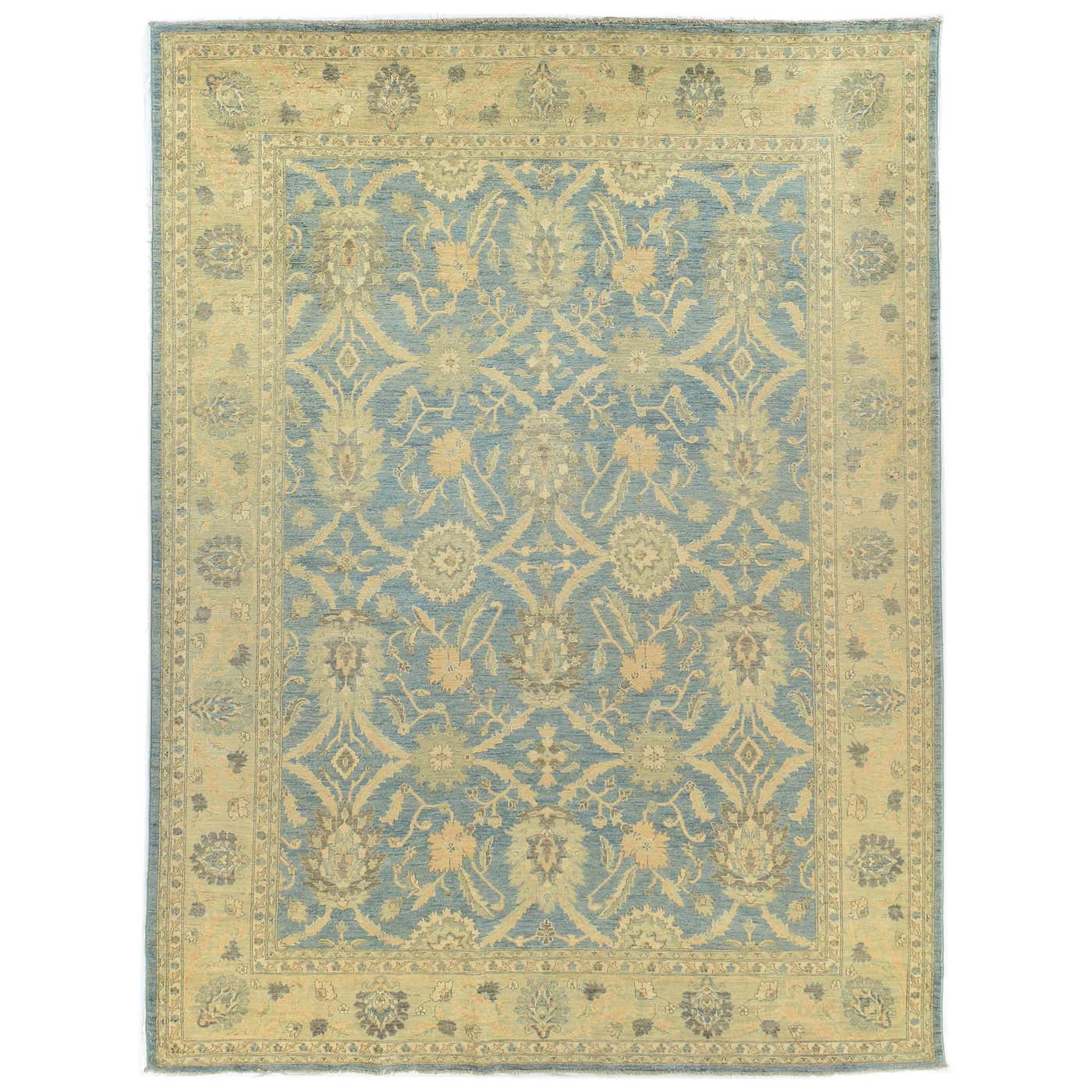 Teal and Gold Traditional Wool Area Rug For Sale at 1stDibs ...