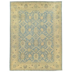 Teal and Gold Traditional Wool Area Rug