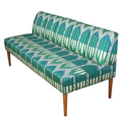 Teal and Turquoise Ikat Banquette
