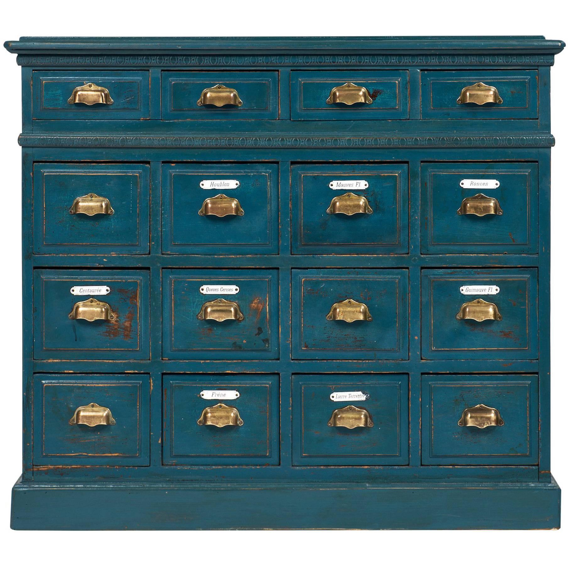 Teal Antique Apothecary Cabinet