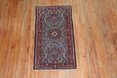Teal Antique Persian Kashan Scatter Rug, Early 20th Century