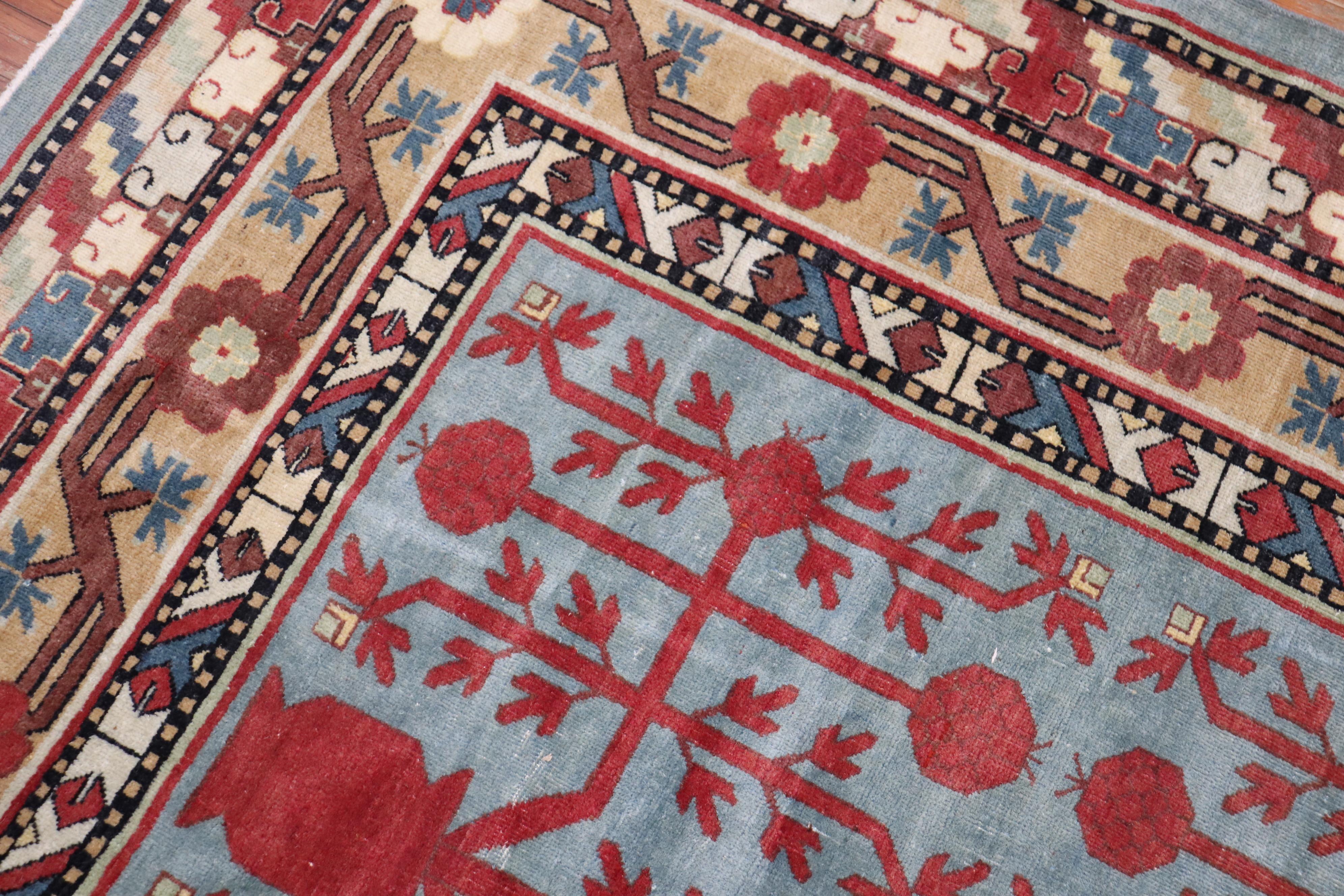 Teal Antique Room-Size Khotan Rug For Sale 1