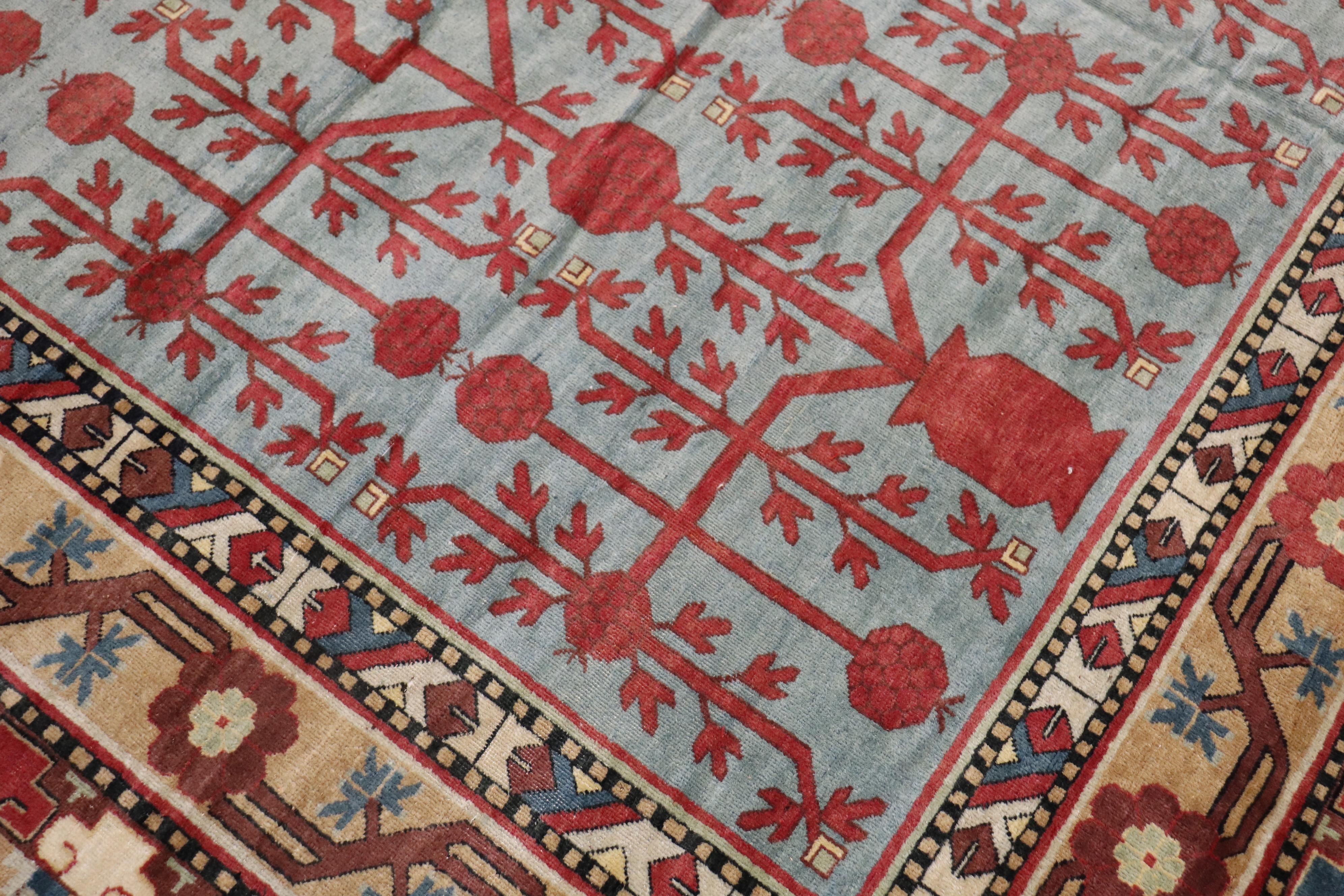 Teal Antique Room-Size Khotan Rug For Sale 2