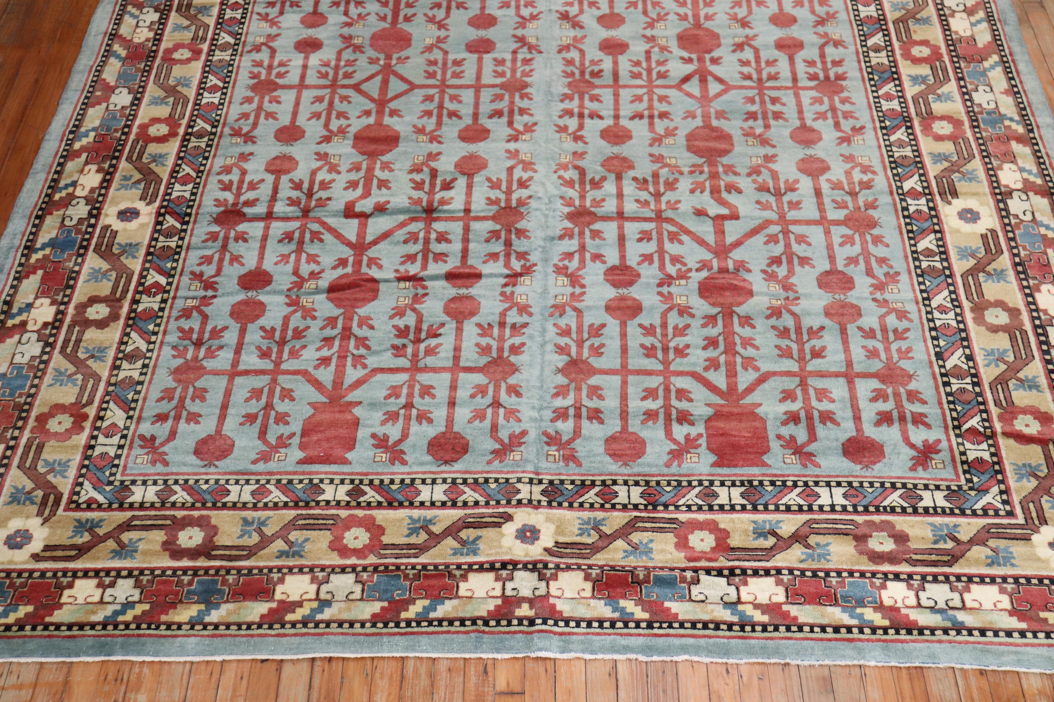 Teal Antique Room-Size Khotan Rug For Sale 3