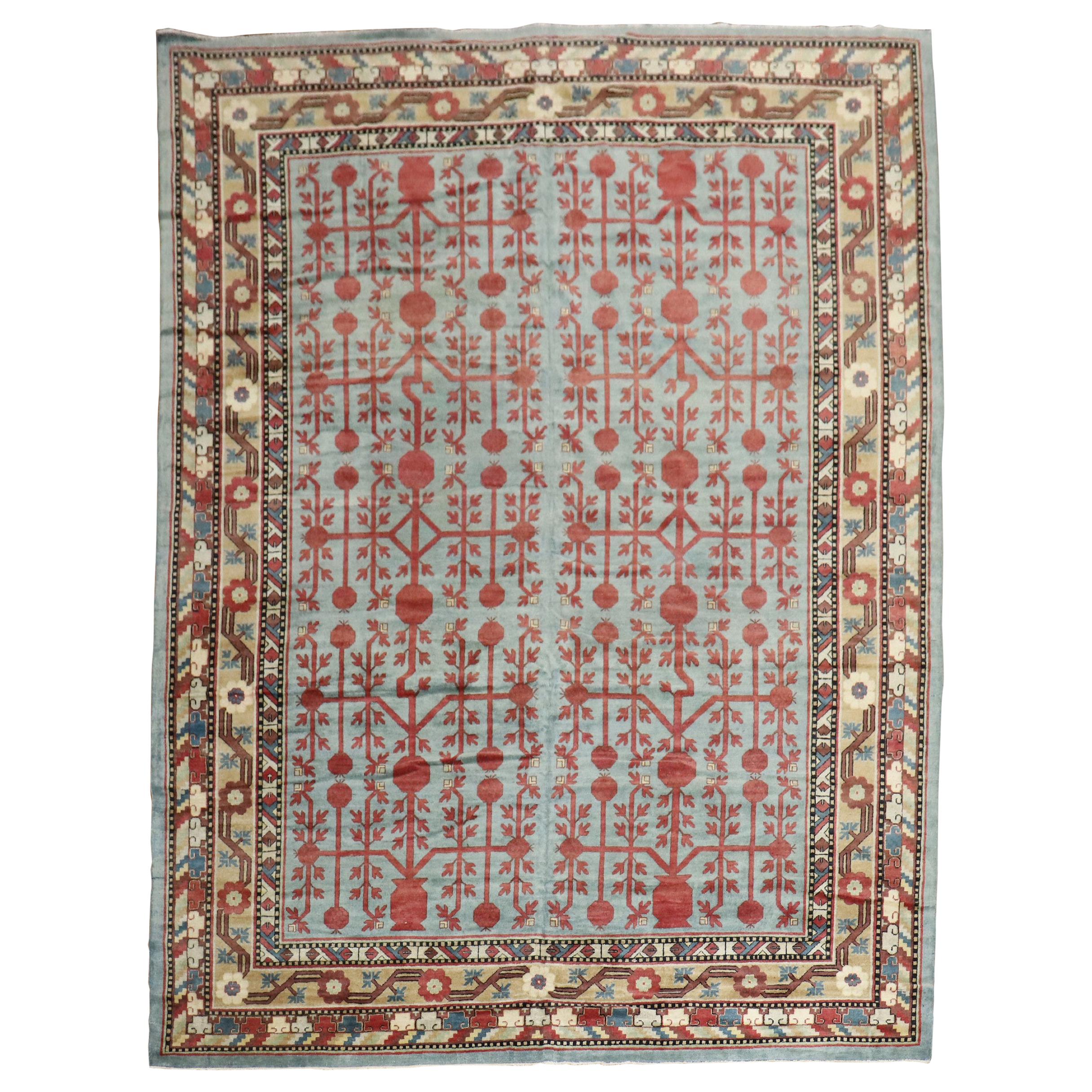 Teal Antique Room-Size Khotan Rug For Sale